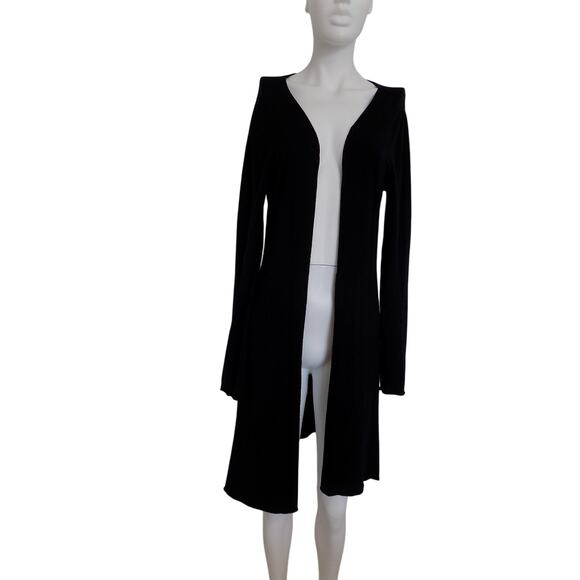 BCBG MAXAZRIA duster open front cardigan black size Large - Picture 1 of 8
